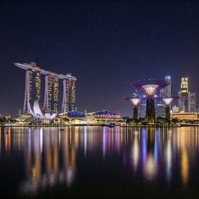 Singapore Marina Bay Skyline at Night Singapore Marina Bay Skyline at Night