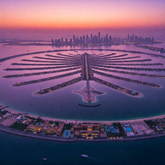 Dubai Palm Jumeirah at Dusk