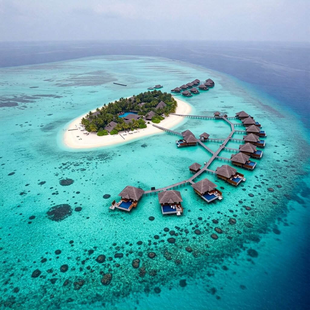 Maldives Overwater Villa Aerial View