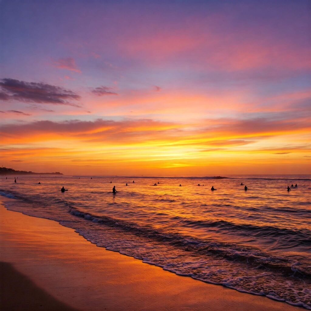 Sunset over Kuta Beach, Bali