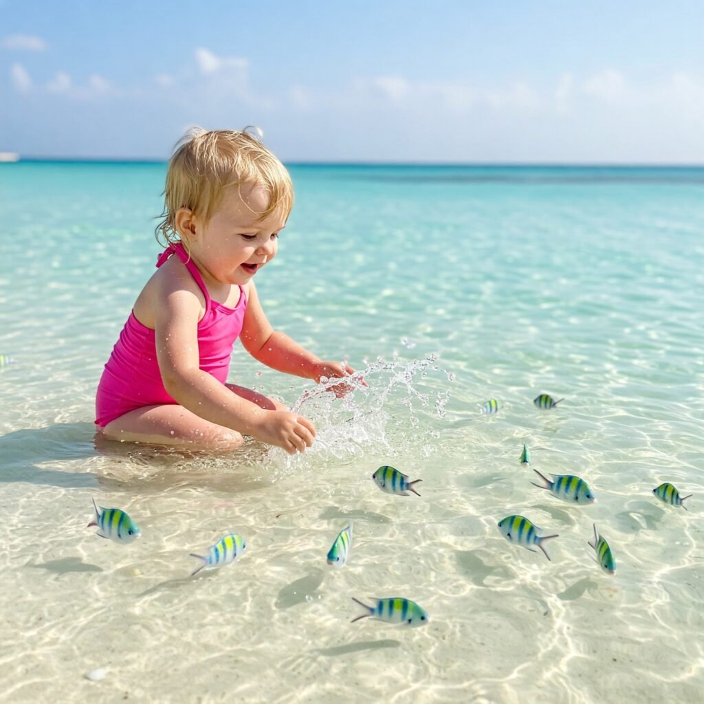 Toddler Splashing Fish