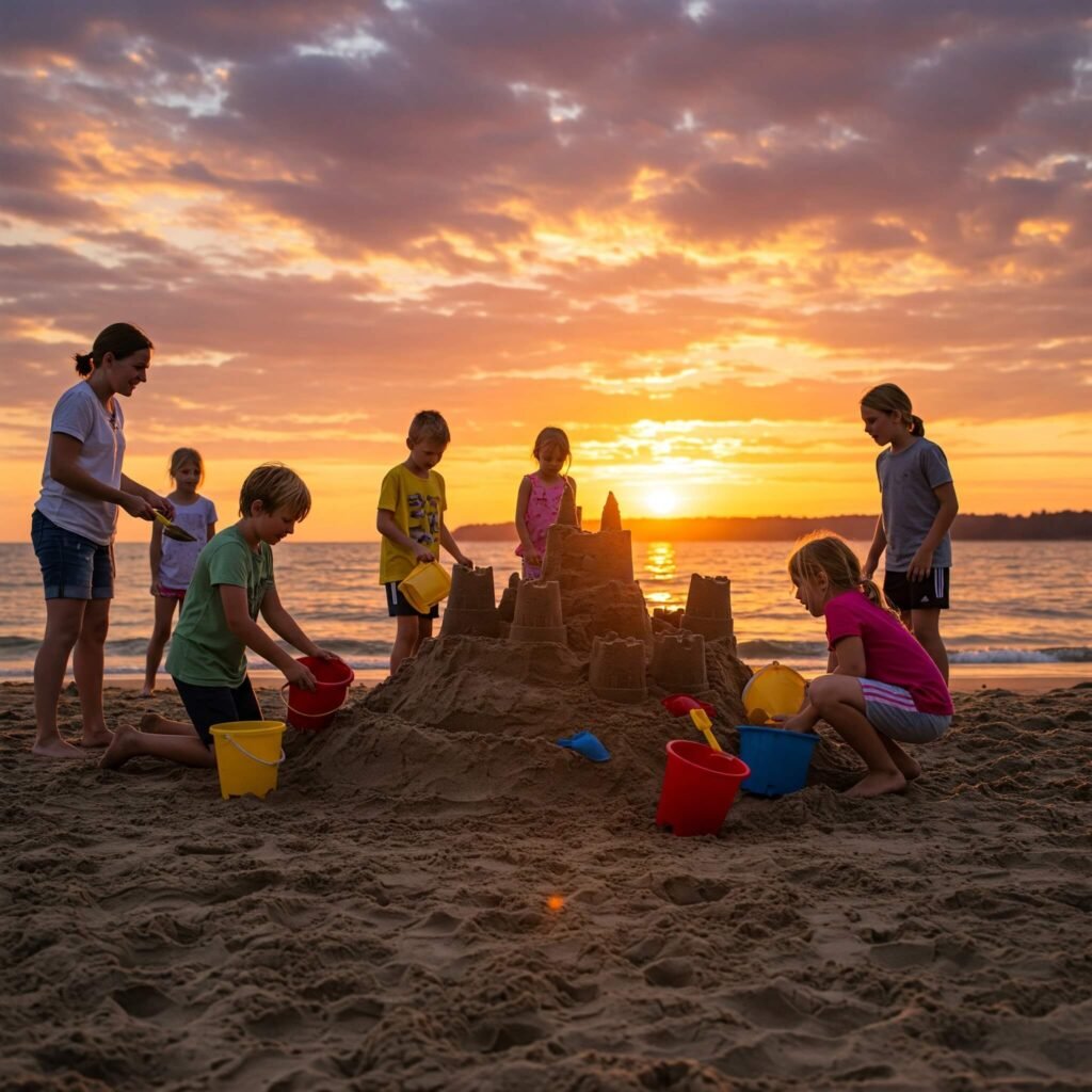Sunset Sandcastle Fun