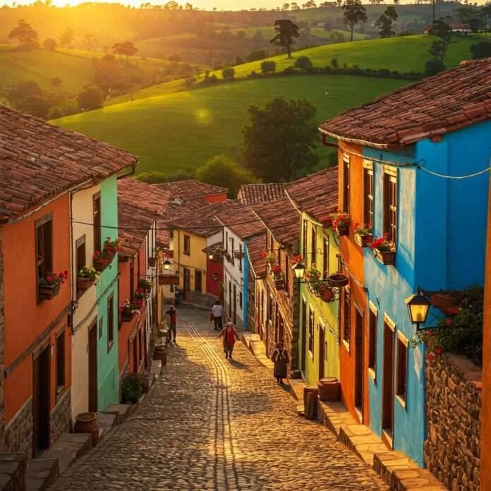 Colorful Cobblestone Street