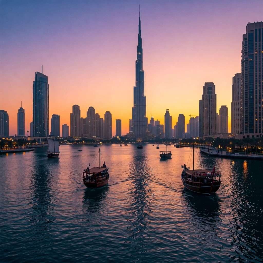 Dubai Dusk: Dhows Meet Modern
