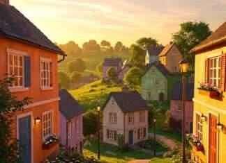 Village Stays That Will Make You Want to Leave City Life Behind Cozy Village Sunset: Colorful Cottages & Serene Hills