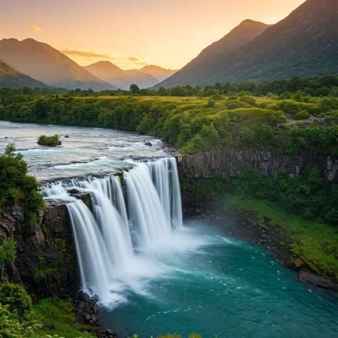 Majestic Waterfall Sunrise Majestic Waterfall Sunrise