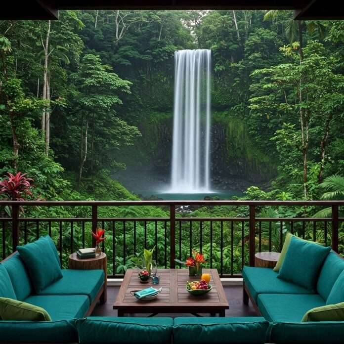 Hotel Balcony Waterfall View Hotel Balcony Waterfall View
