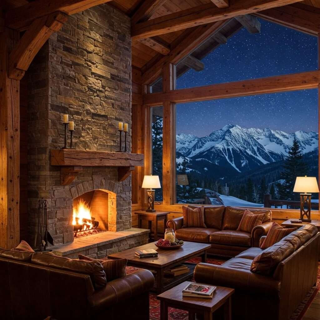 Luxurious Mountain Cabin: Starry Night View