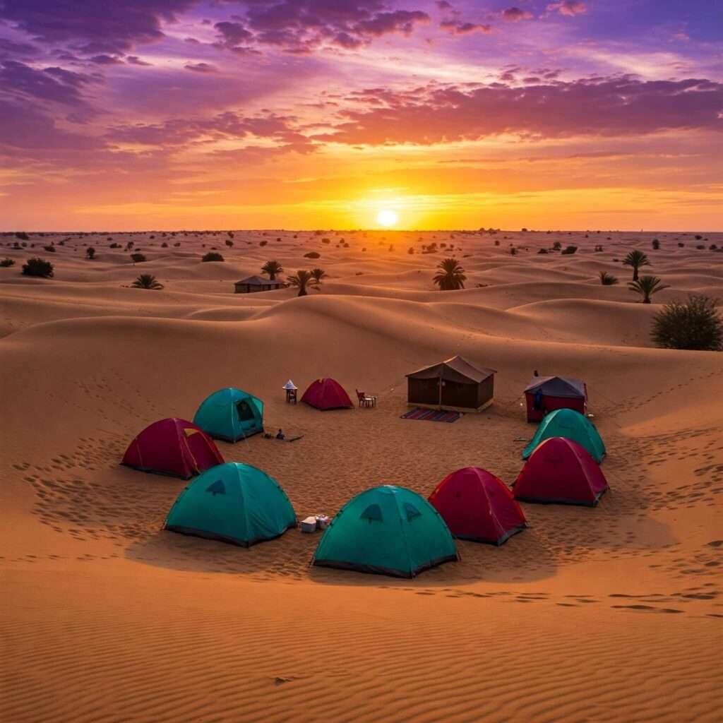 Desert Camping at Sunset