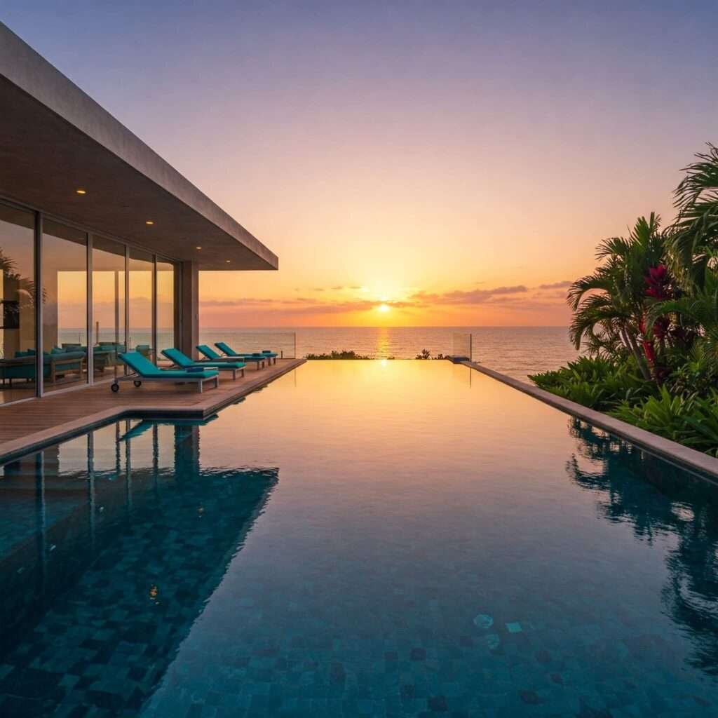 Tropical Sunset Infinity Pool View
