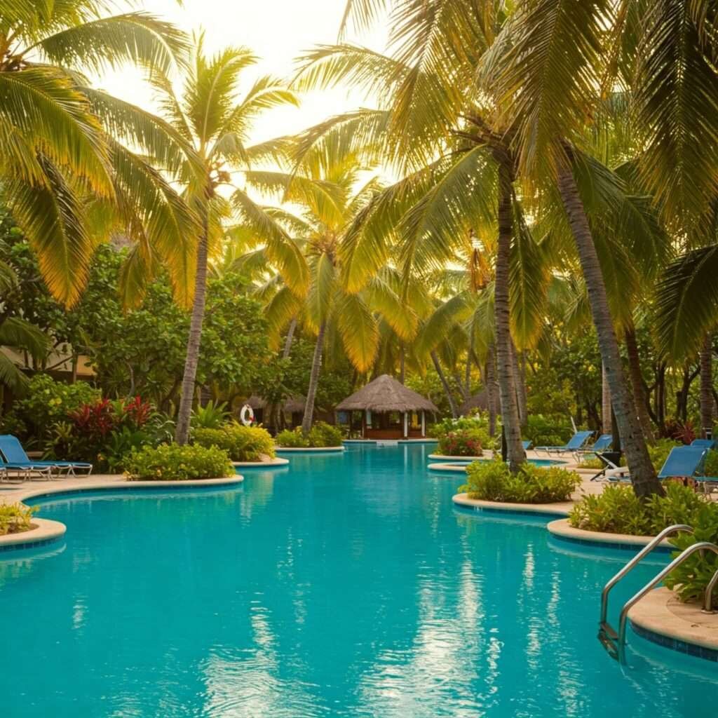 Vibrant Tropical Pool Scene