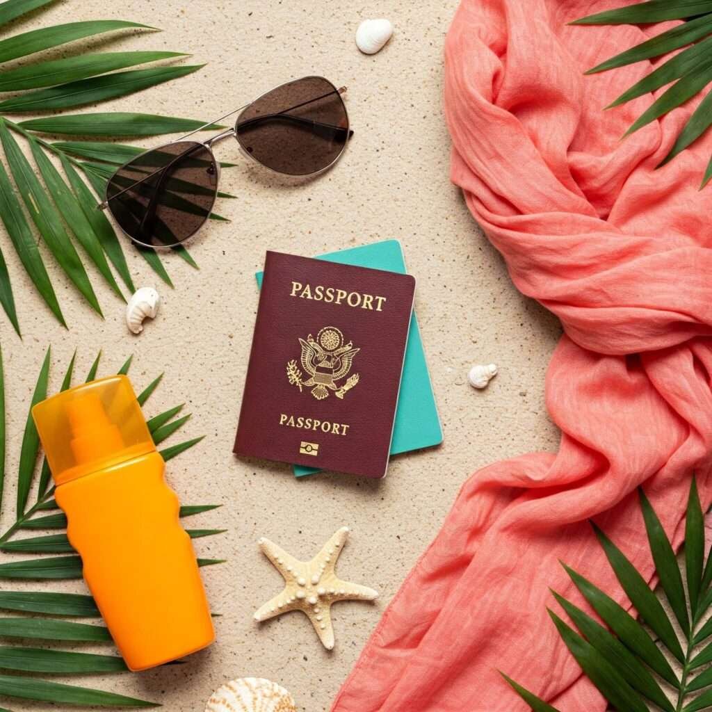 Travel Essentials Flat Lay