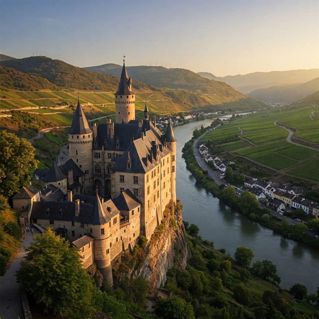 Regal European Castle on a Cliff