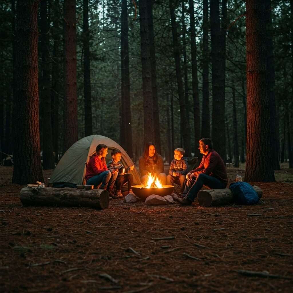 Cozy Family Campfire Night