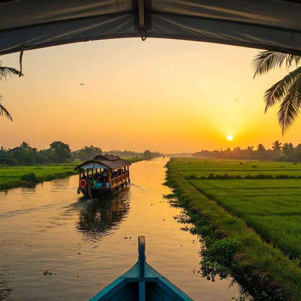 Houseboat at Sunrise in Kumarakom