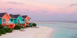 Maldives Sunset Beach with Budget Guesthouse