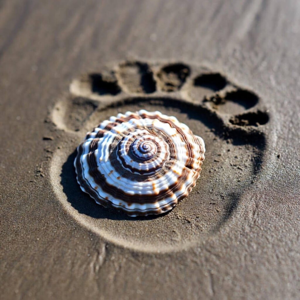 Lonely red umbrella leaning on driftwood at dramatic orange-teal dusk