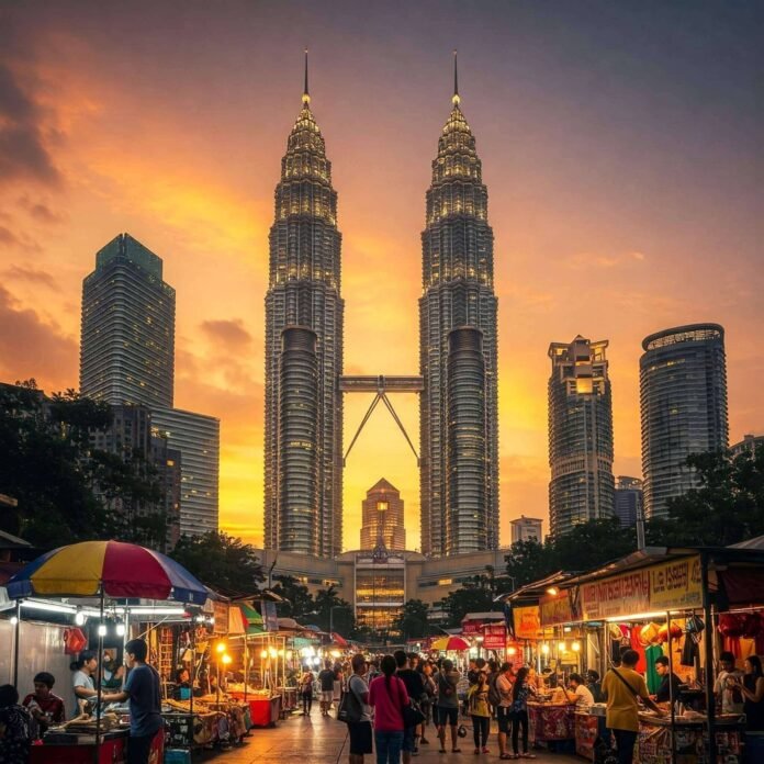 Kuala Lumpur Sunset: Petronas Towers & Street Market