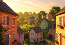 Village Stays That Will Make You Want to Leave City Life Behind Cozy Village Sunset: Colorful Cottages & Serene Hills
