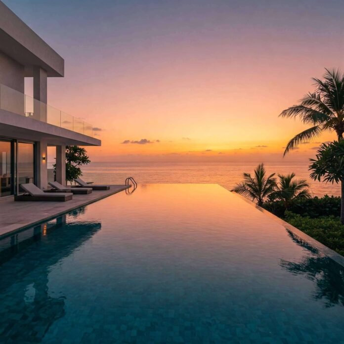 Luxury Tropical Infinity Pool Sunset