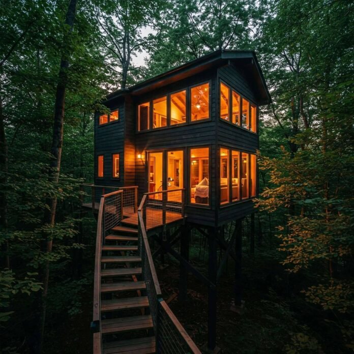 Luxurious Treehouse at Dusk