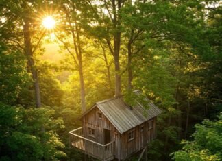 Nature Lover’s Escape: Best Treehouse Retreats for a Unique Holiday Treehouse Escape in Golden Light