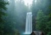 Waterfall Stays: Best Places to Wake Up to the Sound of Water Misty Waterfall Cabin Getaway