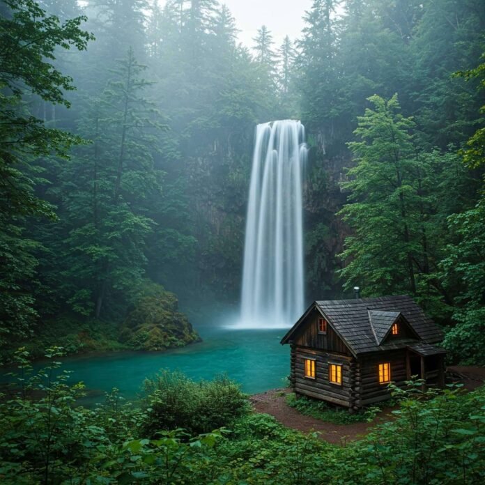 Misty Waterfall Cabin Getaway
